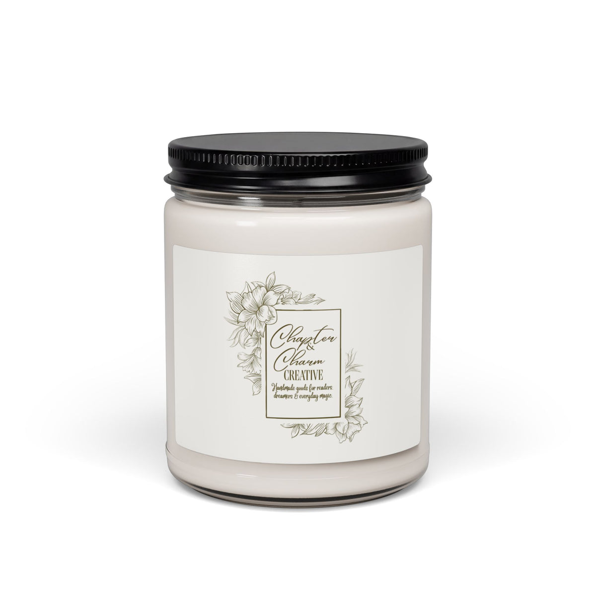 Chapter & Charm Creative Soy Candle 9oz — Scented Jar Candle with Elegant Botanical Label