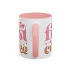 Retro Pink & Brown "Must First Coffee" Accent Coffee Mug (11/15oz)