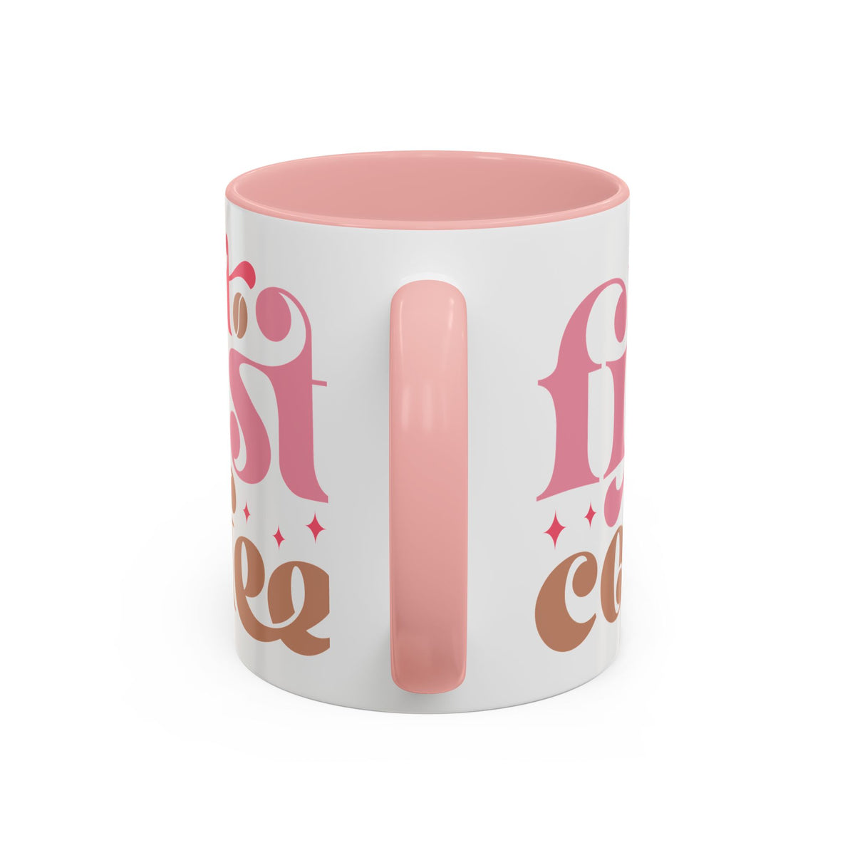 Retro Pink & Brown "Must First Coffee" Accent Coffee Mug (11/15oz)