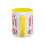 Retro Pink & Brown "Must First Coffee" Accent Coffee Mug (11/15oz)
