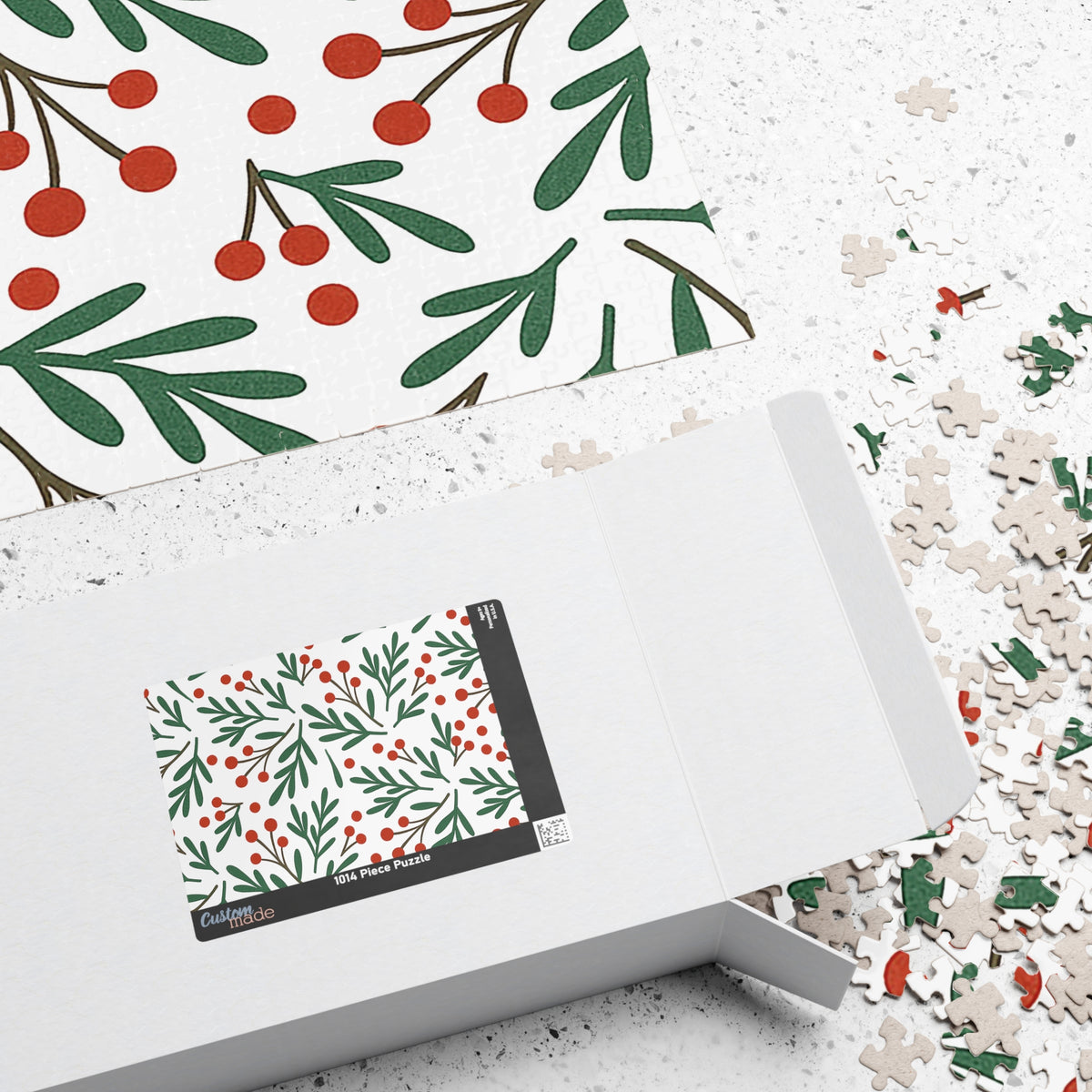 Holiday Berry Pattern Puzzle — Festive Botanical Jigsaw (110–1014 pcs)