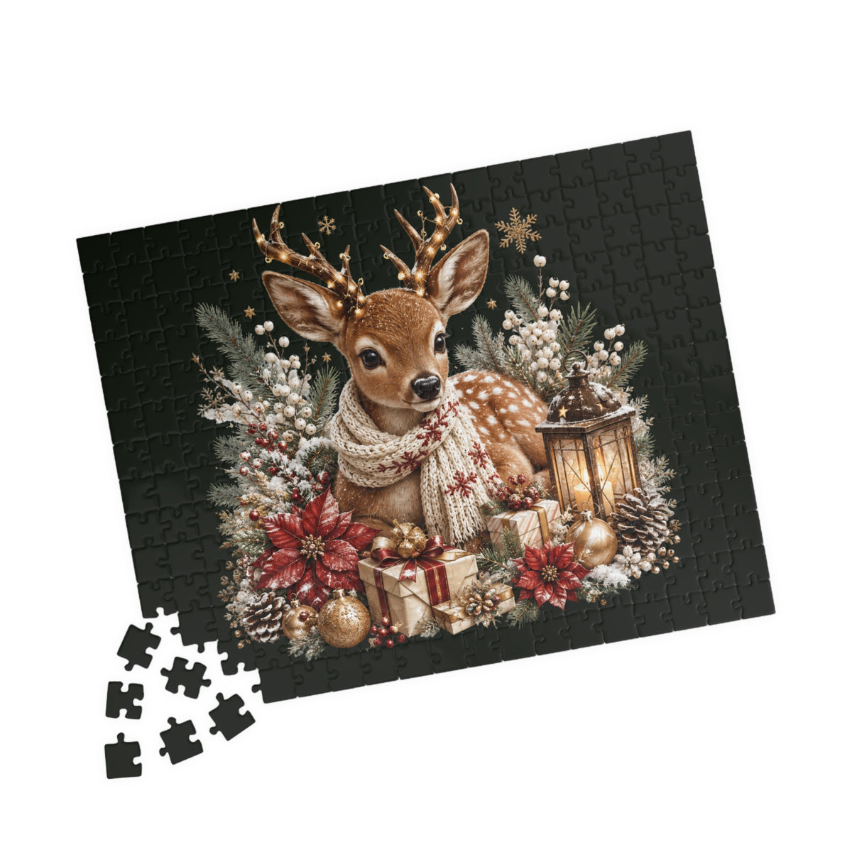 Woodland Fawn Christmas Puzzle — Festive Deer Scene Holiday Jigsaw (110–1014 pcs)