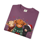 Christmas Highland Cattle Trio T-Shirt — Cute Cow Holiday Tee
