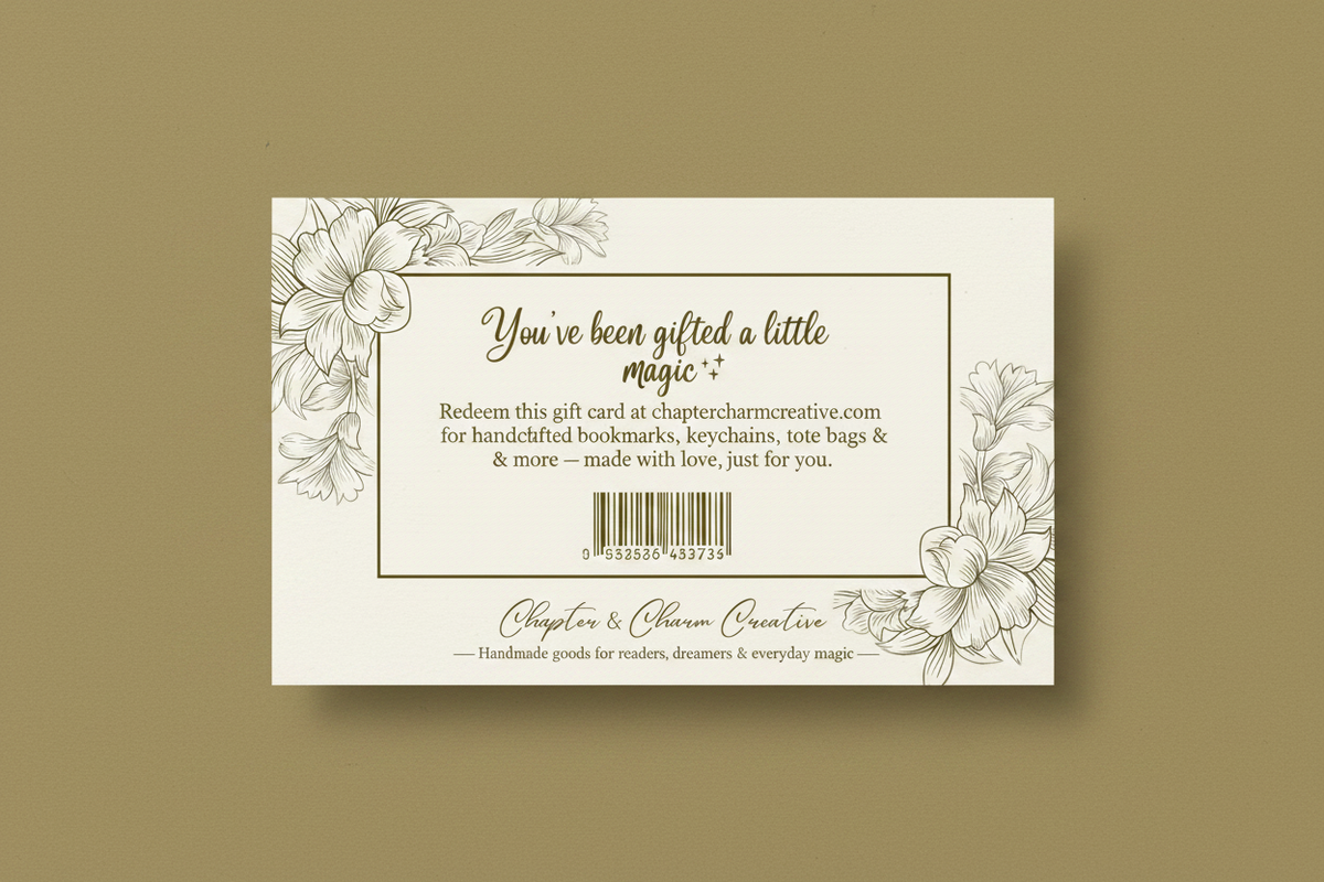Chapter & Charm Creative Gift Card Back